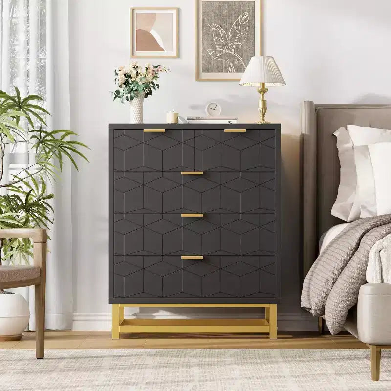 Five-Drawer Dresser with Metal Legs