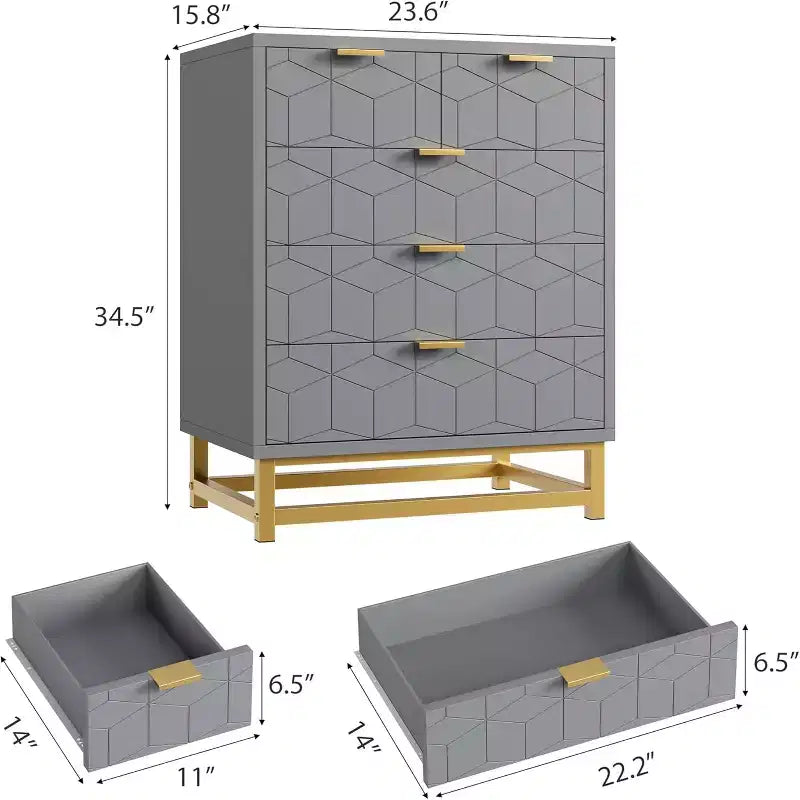 Five-Drawer Dresser with Metal Legs
