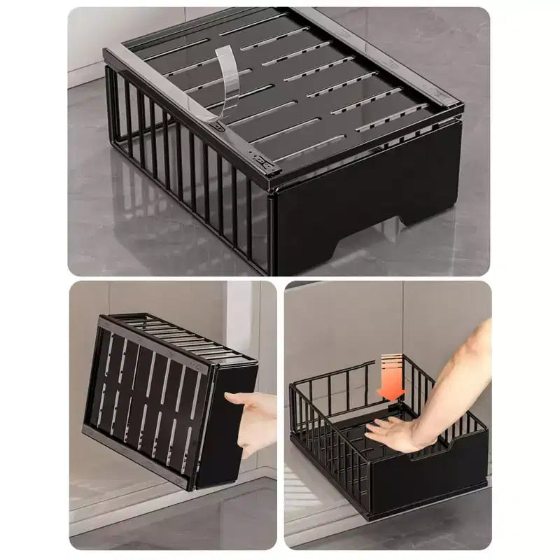 Pull Out Kitchen Cabinets Organizer, Pantry Pull Out Shelves, Metal Slide Out Storage Drawers No Drill Slide Out Drawers for Cabinets Bathroom