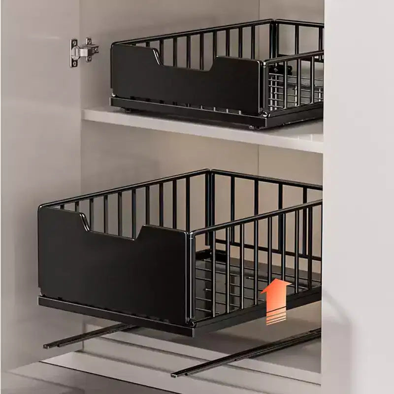 Pull Out Kitchen Cabinets Organizer, Pantry Pull Out Shelves, Metal Slide Out Storage Drawers No Drill Slide Out Drawers for Cabinets Bathroom