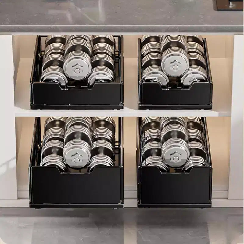Pull Out Kitchen Cabinets Organizer, Pantry Pull Out Shelves, Metal Slide Out Storage Drawers No Drill Slide Out Drawers for Cabinets Bathroom
