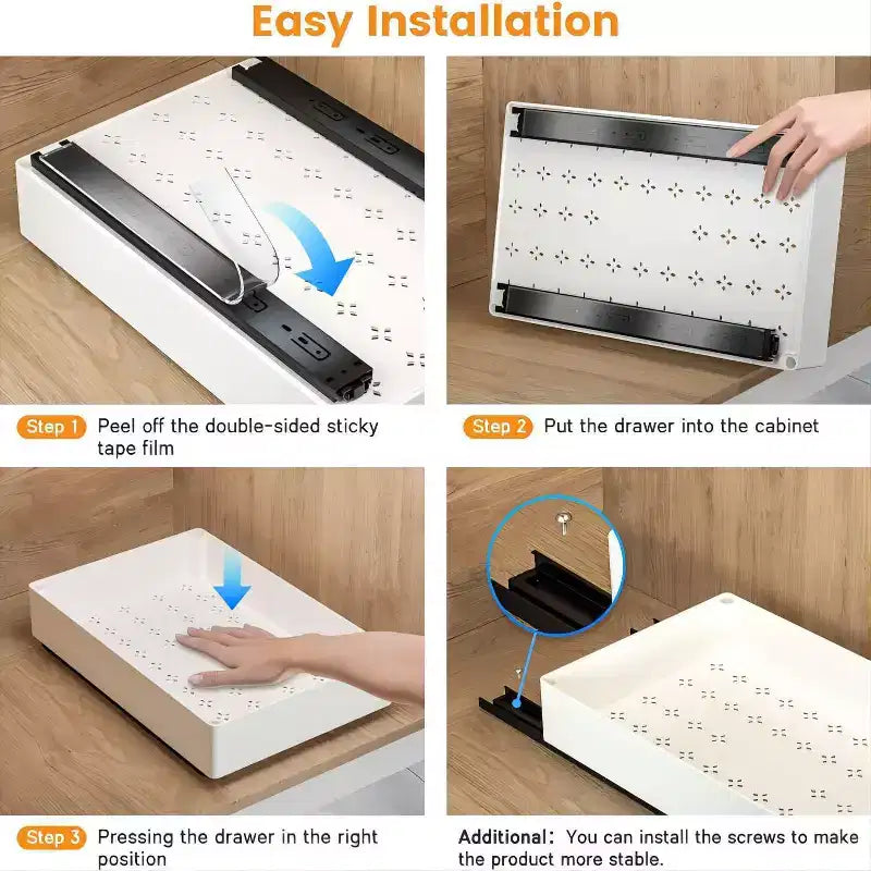 Extendable Drawer Kitchen, No Drilling or Nailing Required Storage Shelves, 3 Sizes Extendable Drawer Organizer for Kitchen, Pantry