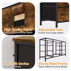 TV Stand for 55'' TV with Power Outlet, Entertainment Center, Dresser with 10 Large Drawers