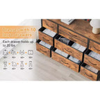 TV Stand for 55'' TV with Power Outlet, Entertainment Center, Dresser with 10 Large Drawers