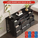 TV Stand for 55'' TV with Power Outlet, Entertainment Center, Dresser with 10 Large Drawers
