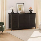 TV Stand for 55'' TV with Power Outlet, Entertainment Center, Dresser with 10 Large Drawers