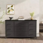 TV Stand for 55'' TV with Power Outlet, Entertainment Center, Dresser with 10 Large Drawers