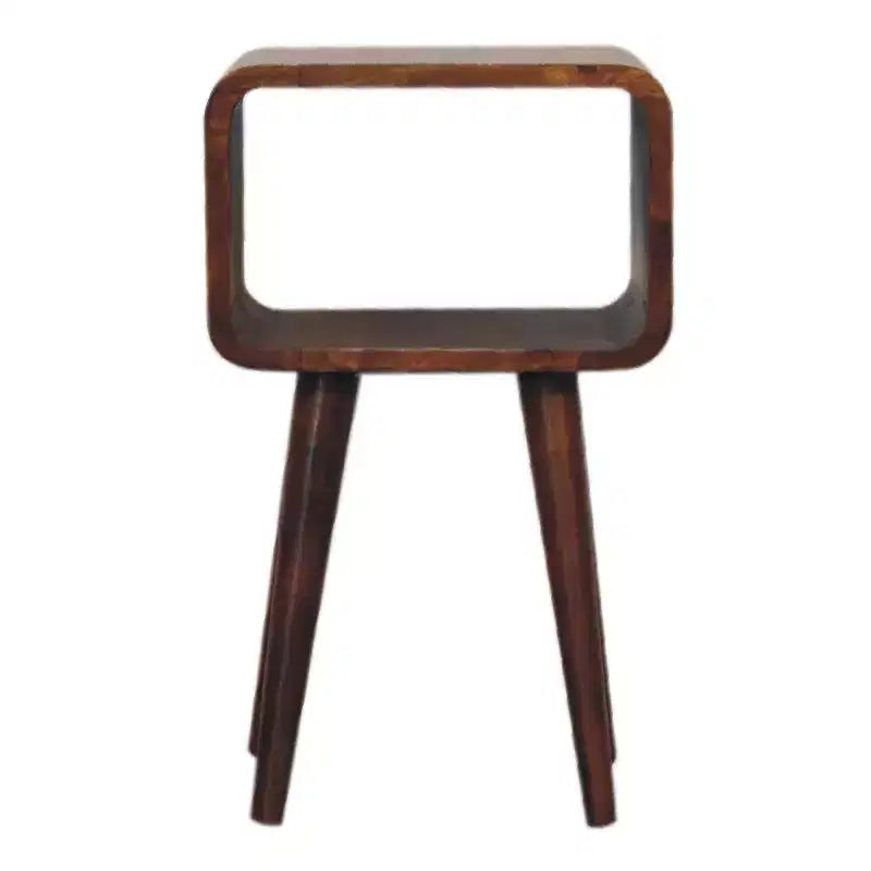 Modern 19.7 Mango Wood Curved Nightstand