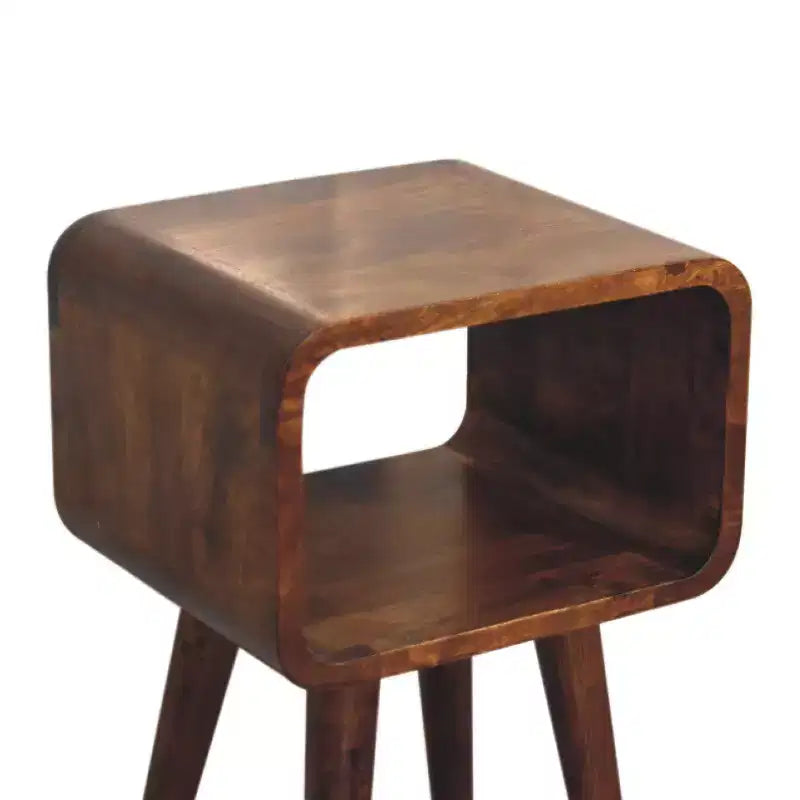 Modern 19.7 Mango Wood Curved Nightstand