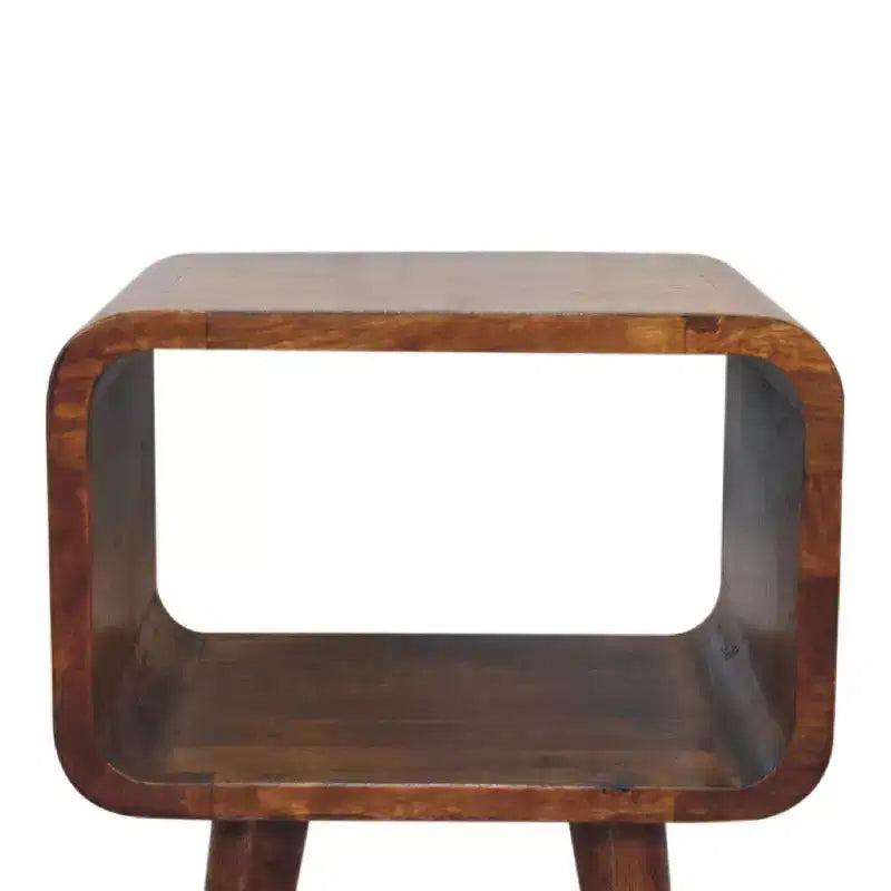 Modern 19.7 Mango Wood Curved Nightstand