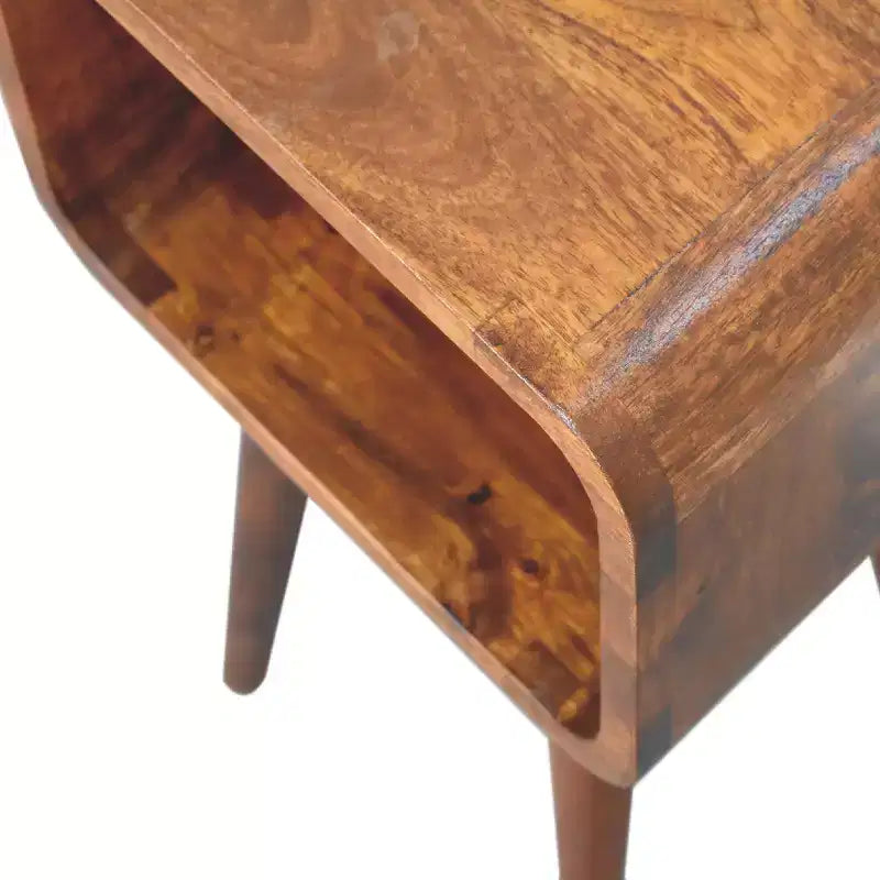 Modern 19.7 Mango Wood Curved Nightstand