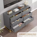 Dresser for Bedroom 6 Drawer Dresser w/ Metal Legs Wood Dressers Chest Organizer