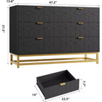 Dresser for Bedroom 6 Drawer Dresser w/ Metal Legs Wood Dressers Chest Organizer