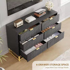 Dresser for Bedroom 6 Drawer Dresser w/ Metal Legs Wood Dressers Chest Organizer
