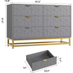 Dresser for Bedroom 6 Drawer Dresser w/ Metal Legs Wood Dressers Chest Organizer
