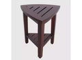 HomeRoots Compact Teak Corner Shower Outdoor Bench With Shelf In Brown Finish