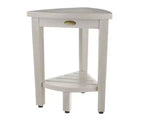 HomeRoots Compact Teak Corner Shower Stool With Shelf In Whitewash Finish