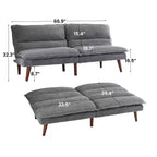 67 Corduroy Convertible Futon Sofa Bed, 3-in-1 Recliner Sofa for Small Spaces, Compact Sofa Bed for Apartment, Guest Room