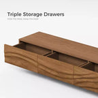 82.83 Modern Solid Wood Relief TV Stand - 3 Drawers, Metal Legs & Ventilation Holes
