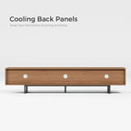 82.83 Modern Solid Wood Relief TV Stand - 3 Drawers, Metal Legs & Ventilation Holes