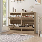 Shoe Cabinet Storage for Entryway with 4 Flip Drawers,Freestanding Cabinet with Adjustable Shelves,Wooden Hidden Shoe Rack for Hallway