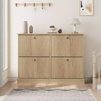 Shoe Cabinet Storage for Entryway with 4 Flip Drawers,Freestanding Cabinet with Adjustable Shelves,Wooden Hidden Shoe Rack for Hallway