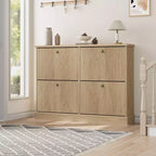Shoe Cabinet Storage for Entryway with 4 Flip Drawers,Freestanding Cabinet with Adjustable Shelves,Wooden Hidden Shoe Rack for Hallway