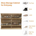 Shoe Cabinet Storage for Entryway with 4 Flip Drawers,Freestanding Cabinet with Adjustable Shelves,Wooden Hidden Shoe Rack for Hallway