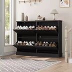 Shoe Cabinet Storage for Entryway with 4 Flip Drawers,Freestanding Cabinet with Adjustable Shelves,Wooden Hidden Shoe Rack for Hallway