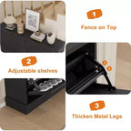 Shoe Cabinet Storage for Entryway with 4 Flip Drawers,Freestanding Cabinet with Adjustable Shelves,Wooden Hidden Shoe Rack for Hallway