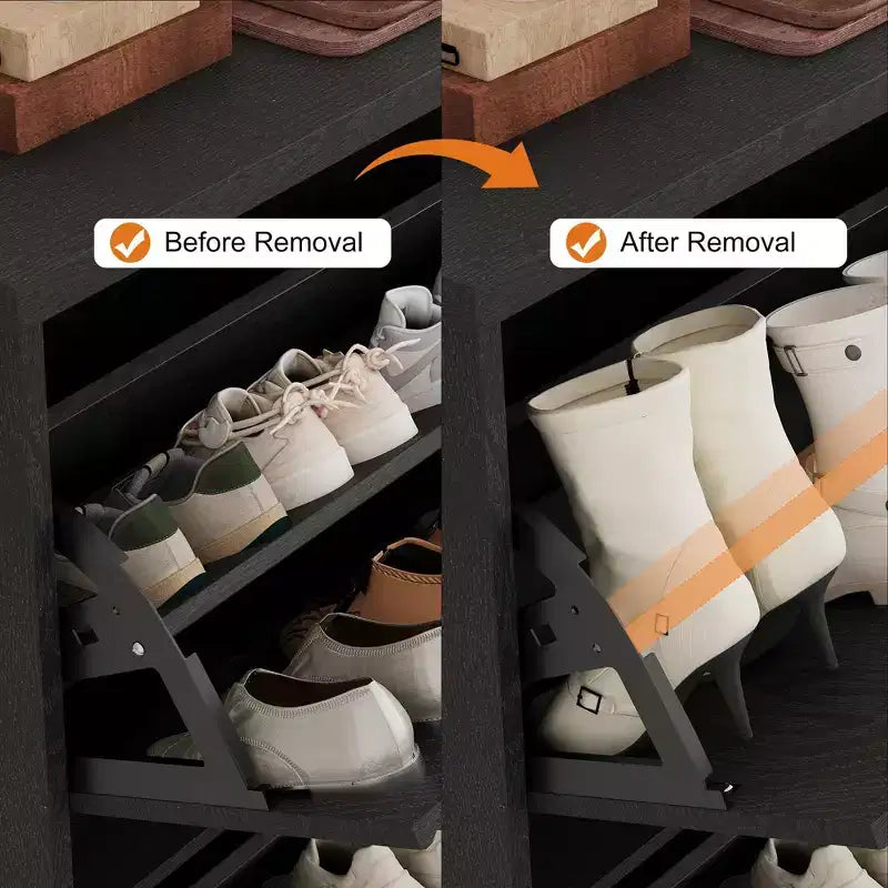 Shoe Cabinet Storage for Entryway with 4 Flip Drawers,Freestanding Cabinet with Adjustable Shelves,Wooden Hidden Shoe Rack for Hallway