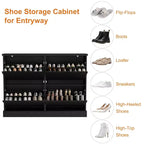 Shoe Cabinet Storage for Entryway with 4 Flip Drawers,Freestanding Cabinet with Adjustable Shelves,Wooden Hidden Shoe Rack for Hallway