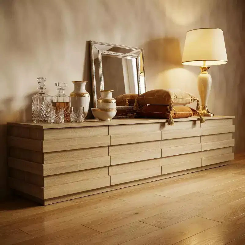 78.7 TV Stand with Decorative Strips, Media Console with Spacious Top & 4 Drawers, Minimalist Entertainment Center for TVs Up to 75