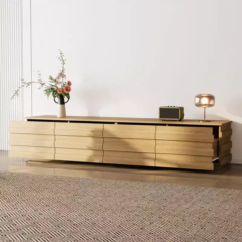 78.7 TV Stand with Decorative Strips, Media Console with Spacious Top & 4 Drawers, Minimalist Entertainment Center for TVs Up to 75