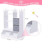 Kids Dress Up Wardrobe with Light and Mirror  Wooden Armoire Closet  Open Hanging Clothing Rack, Storage Bins for Girls Bedroom or Playroom