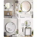 Metal Framed Bathroom Mirror  Rounded Rectangle, Matte Black, Farmhouse Vanity Mirror, Anti-Rust, Hangs Horizontally or Vertically