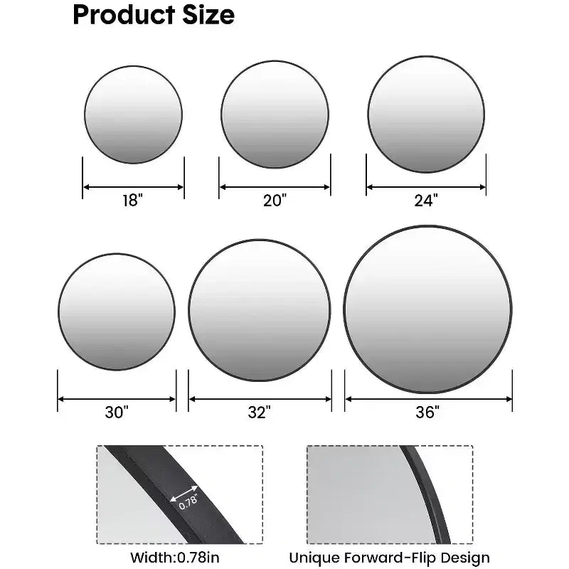 Metal Framed Bathroom Mirror  Rounded Rectangle, Matte Black, Farmhouse Vanity Mirror, Anti-Rust, Hangs Horizontally or Vertically