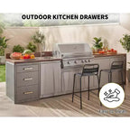 Triple Stainless Steel Outdoor Kitchen Drawer Cabinet  Durable Flush Mount Storage with Handles  Weatherproof for Patio BBQ Island Grill