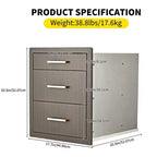 Triple Stainless Steel Outdoor Kitchen Drawer Cabinet  Durable Flush Mount Storage with Handles  Weatherproof for Patio BBQ Island Grill