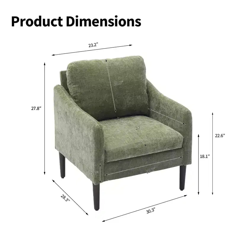 Modern Accent Chair,Upholstered Fabric Single Sofa Chair with Curved Arms,Upholstered Reading Chair for Living Room, Bedroom, Office