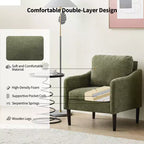 Modern Accent Chair,Upholstered Fabric Single Sofa Chair with Curved Arms,Upholstered Reading Chair for Living Room, Bedroom, Office