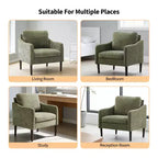 Modern Accent Chair,Upholstered Fabric Single Sofa Chair with Curved Arms,Upholstered Reading Chair for Living Room, Bedroom, Office