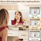 45.9 Vanity Desk with Lighted Mirror, Charging Station and 7 Drawers, Makeup Vanity Table with Storage Stool