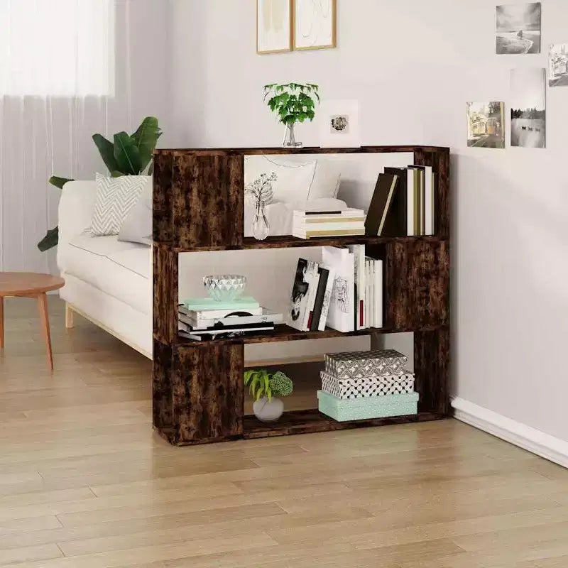 Book Cabinet Smoked Oak Engineered Wood Medium Book Cabinet