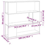 Book Cabinet Smoked Oak Engineered Wood Medium Book Cabinet
