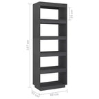 Book Cabinet Grey Solid Pinewood Medium Book Cabinet