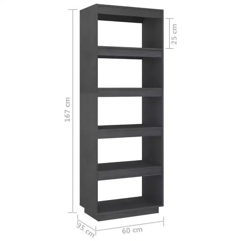 Book Cabinet Grey Solid Pinewood Medium Book Cabinet
