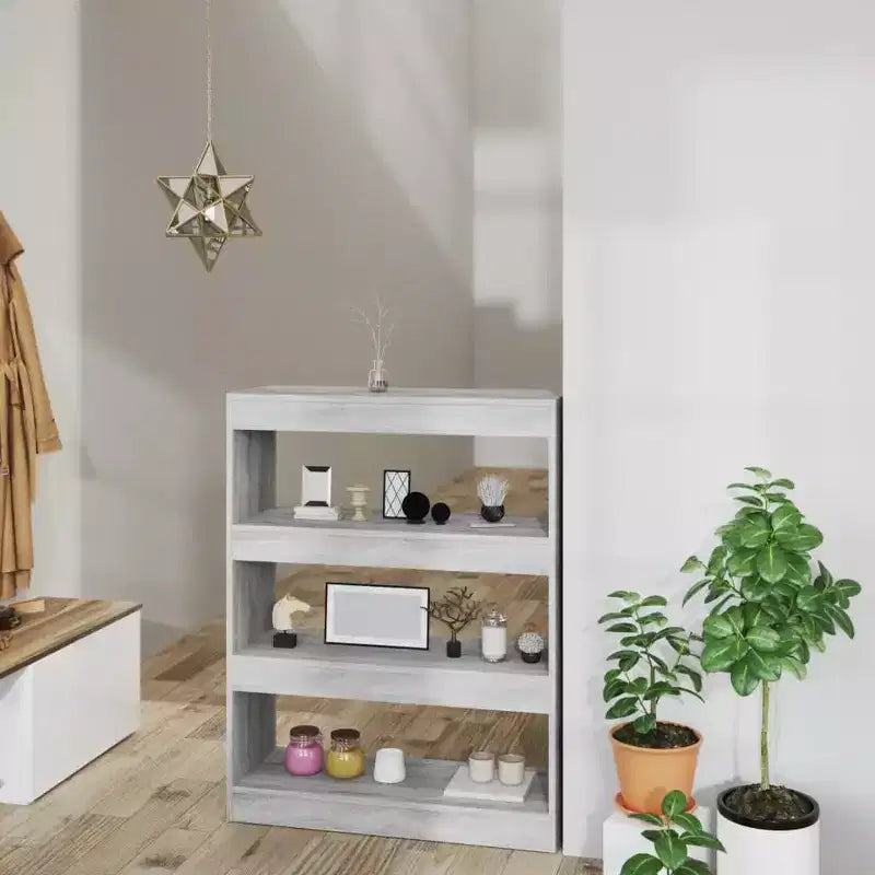 Book Cabinet Grey Engineered Wood Medium Book Cabinet