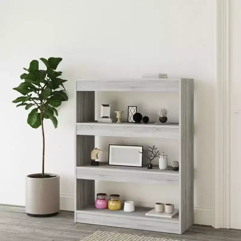 Book Cabinet Grey Engineered Wood Medium Book Cabinet