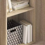 Book Cabinet Oak Engineered Wood 30.1 in Height with 2 Tiers
